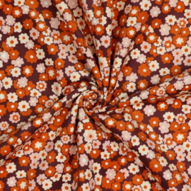 Verhees Textiles - Babycord - Small Flower - Aubergine