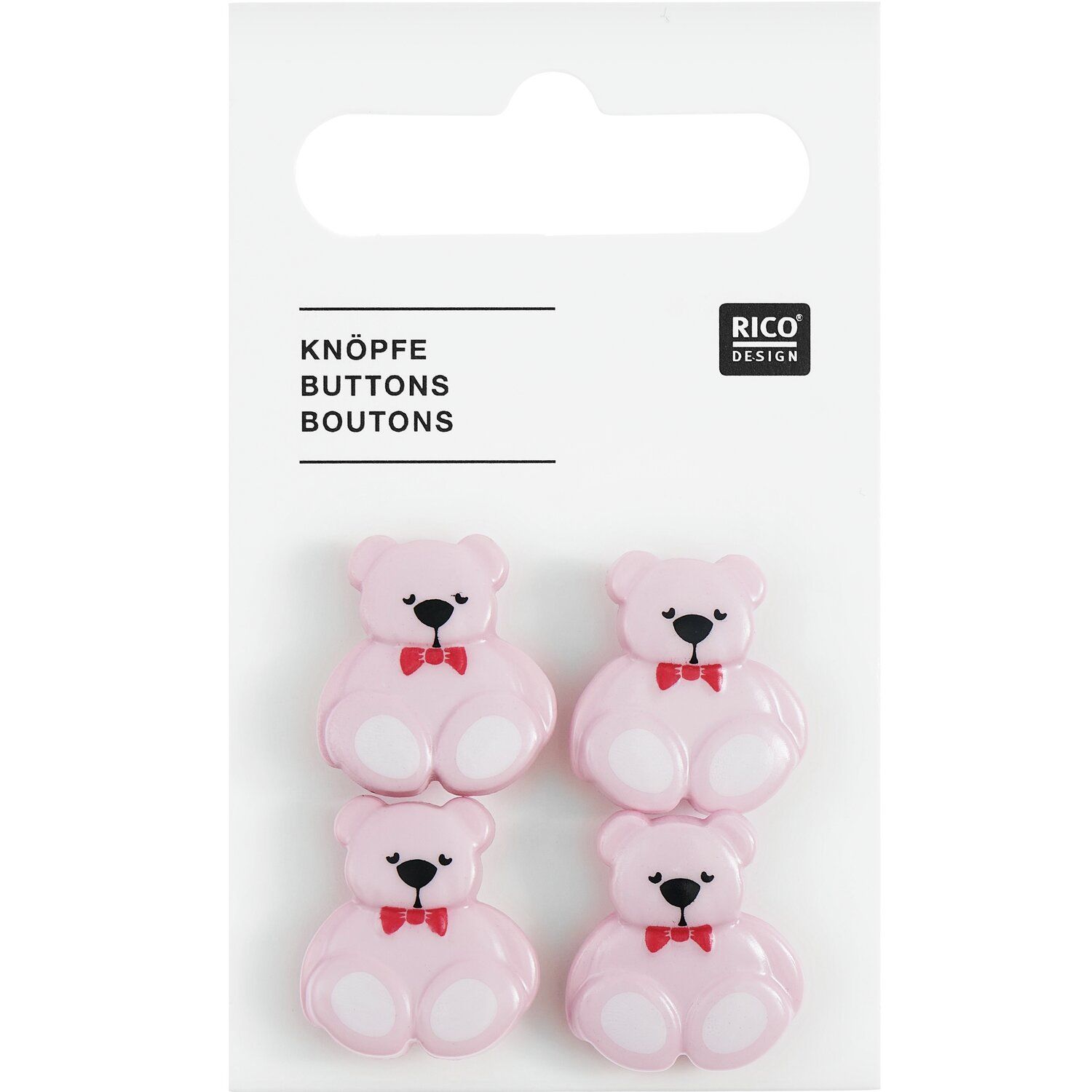 Rico Design - Buttons - Bear  -  Pink