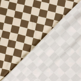 French Terry Organic   - Checks   - Brown Beige