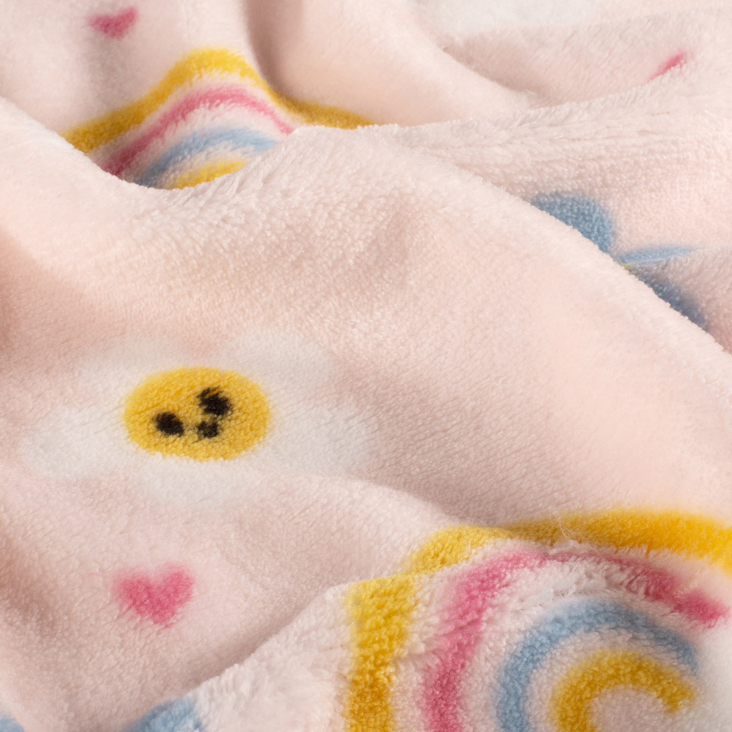 Cuddle Fleece - Rainbow and Flowers  - Soft Pink