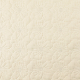 Stepped - Quilted - Flowers  Embroidery - Double Sided -  Off White 