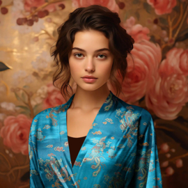 Satijn - Dragon Brocade - Cobalt
