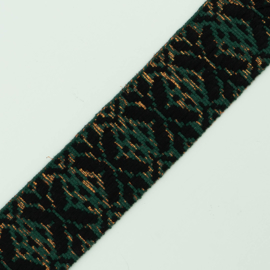 Band Jaquard |  Green - Black - Bronze - Lurex | 4 cm breed