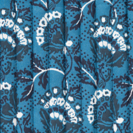 Stepped - Quilted - Ethnical Flowers   - Double Sided -  Blue