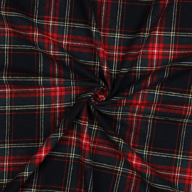 Katoen Flannel - Ruit - Rood Donkerblauw