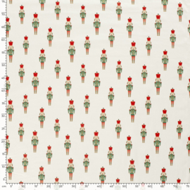 Katoen Print Kerst -  Nutcracker  - Ecru