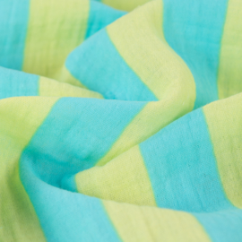 Double Gauze - Fancy Stripes - Aqua Lime