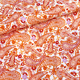 Deadstock -  Viscose - Flowers  - Paisley Orange Lavander