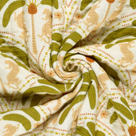 Stepped - Quilted - IPalm Trees   - Double Sided -  Pink Green