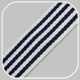 Tassenband Katoen | Streep - Donkerblauw  |  4cm breed