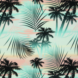 Swafing Tricot Pique Polo -  Palm  - Green Pink Black