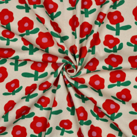 Verhees  - Ribjersey Organic - Jennifer Bouron   - Flowers - Natural Orange