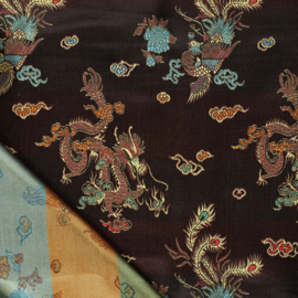 Satijn - Dragon Brocade - Black