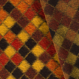 Heavy Knit - Wool Mix - Squares  - Red Yellow
