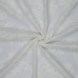 Verhees Textiles - Cotton Embroidery - Flowers - White