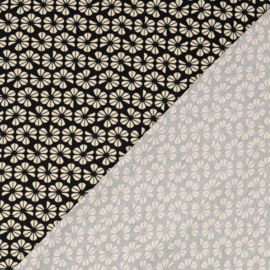 Loes van Oosten -  Jersey  - Flower Graphic   - Zwart
