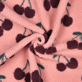 Verhees Textiles - Teddy - Cherries   - Pink