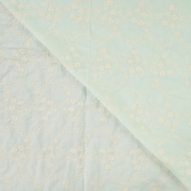 Katoen Broderie  - Little Flowers - Mint