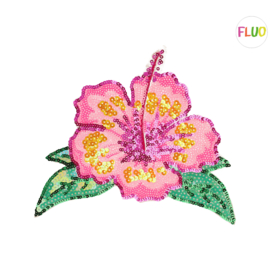 Applicatie - Glitter   -  Flower  - 15,5 x 19 cm