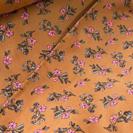 Corduroy - Babyrib - Tiny Flowers  - Ochre