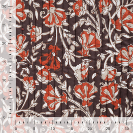 Stepped - Quilted -  Flowers   - Double Sided -  Orange & Aubergine
