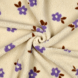 Verhees Textiles - Teddy - Flower    - Ecru Lilac
