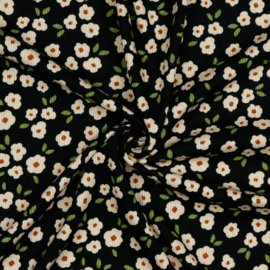 Verhees Textiles - Rib Jersey - Small Flowers - Black