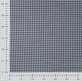 Katoen Seersucker - Ruit - Navy