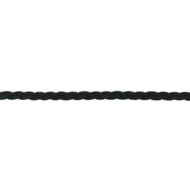 Suedeband Gevlochten - Zwart 6 mm