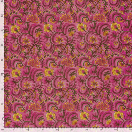 katoen Print - Voile - Batik  -  Flowers   - Fuchsia
