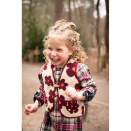 Verhees Textiles - Teddy - Flowers   - Navy Coral