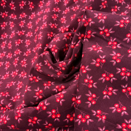 Corduroy - Babyrib - Tiny Flowers  - Aubergine