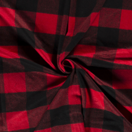 Heavy Knit Brushed - Check - Red