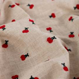 Broderie -  Linnen Mix  -  Cherries