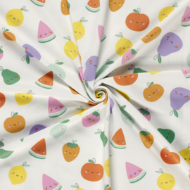 Tricot Jersey Print - Fruit - Off White