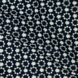 Verhees Textiles - Cotton Embroidery - Dark blue
