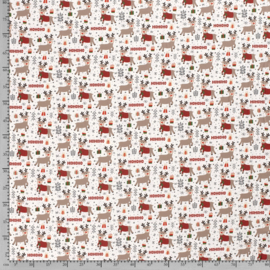 Tricot Print - Kerst - Festive Deer  - Off White