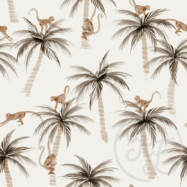 Family Fabrics | Tricot Print - Palms & Monkeys