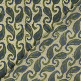 katoen Print - Voile - Batik  -  Leaves    - Soft Green