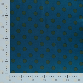 Viscose Satijn Print - Dots  - Teal . Green