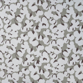 Qjutie - French Terry Print   - Cotton Flowers  - Light Grey