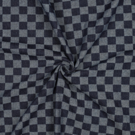 Denim Jacquard - Checks  - Indigo