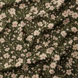 Corduroy - Babyrib - Tiny Flowers  - Green