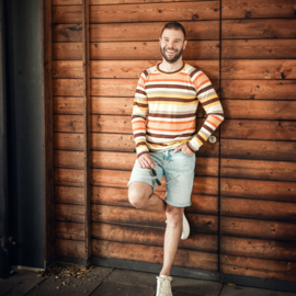 Rib Tricot - Stripe - Brown Orange Beige