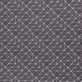 Katoen Print | Swafing -  Geometric  - Dark Grey