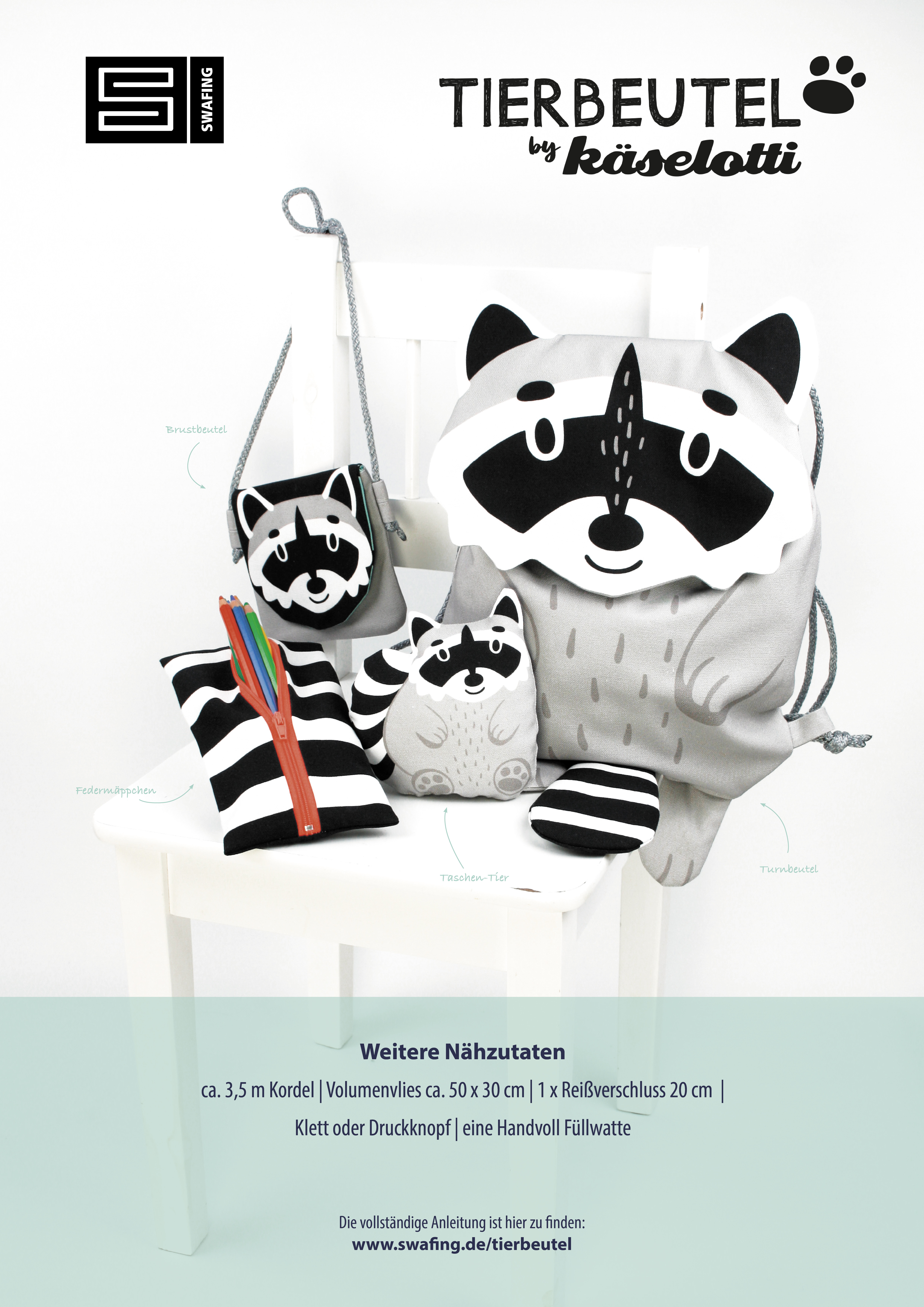 Swafing - DIY Pakket  -  Tierbeutel  by Käselotti - Wasbeer