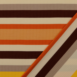 Rib Tricot - Stripe - Brown Orange Beige