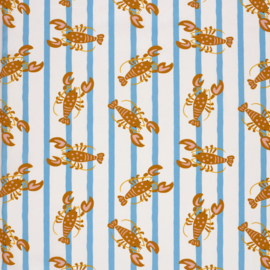 Katoen Poplin Print - Lobster - Stripes