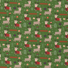 Tricot Print - Kerst - Festive Deer  - Green