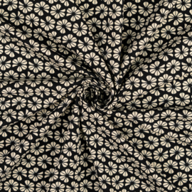 Loes van Oosten -  Jersey  - Flower Graphic   - Zwart